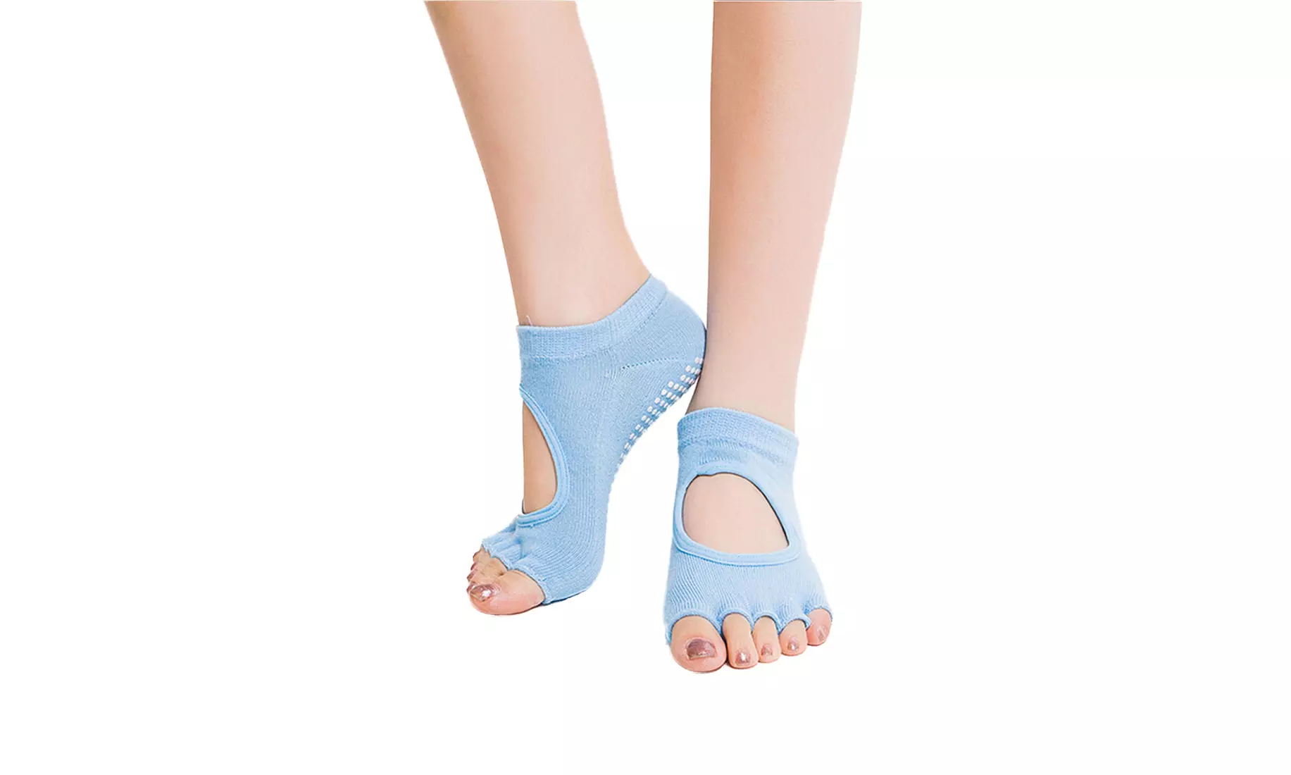 Toe Yoga Pilates Socks Non Slip Skid Barre Sock with Grips - Primary Image