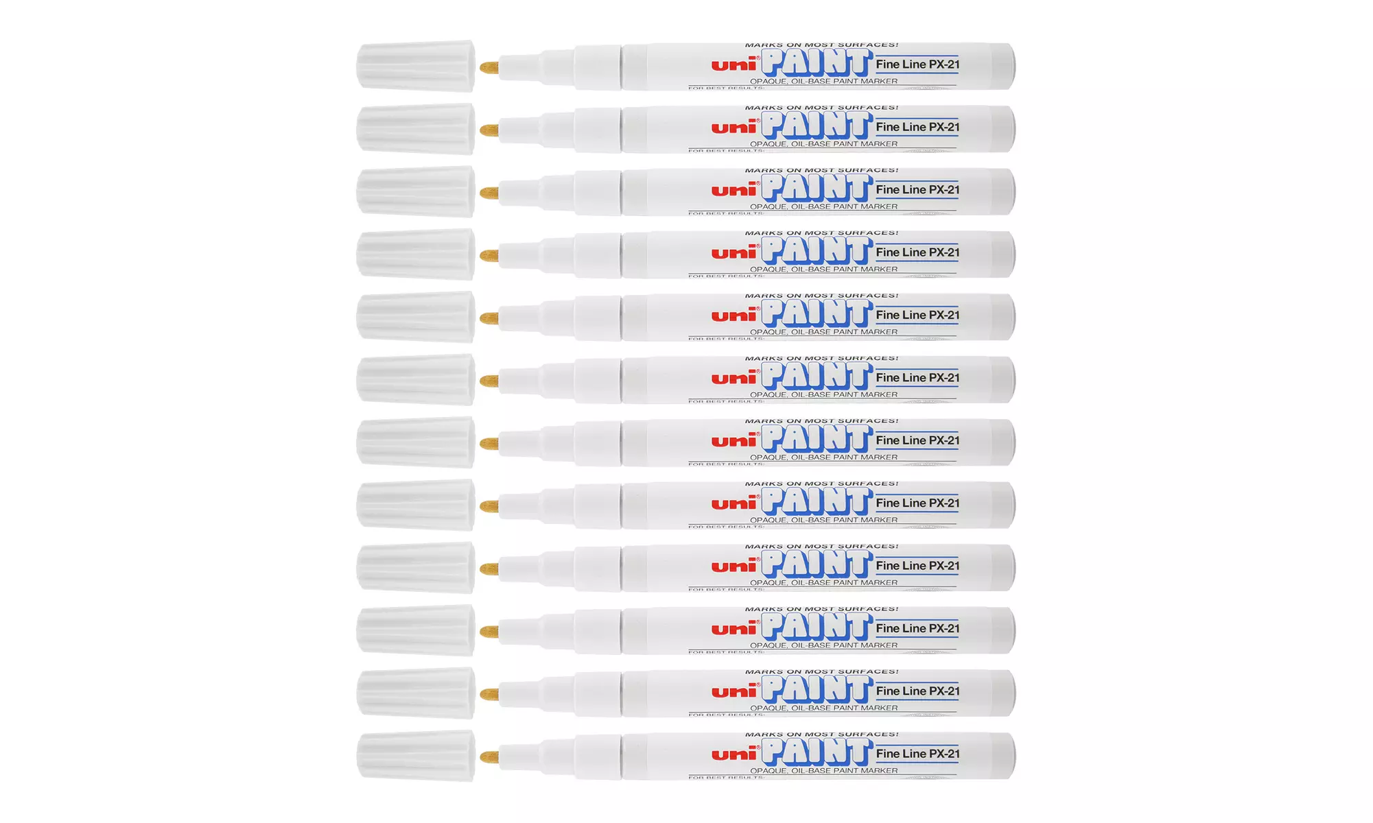 Uni-Paint PX-21 Oil-Based Paint Marker, Fine Point, White, 12-Count - Primary Image
