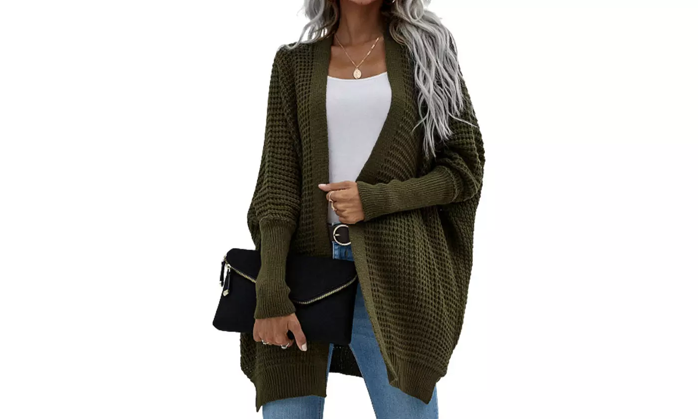 Bohuma Women's Batwing Long Sleeve Cardigan Loose Open Front Sweater Coat