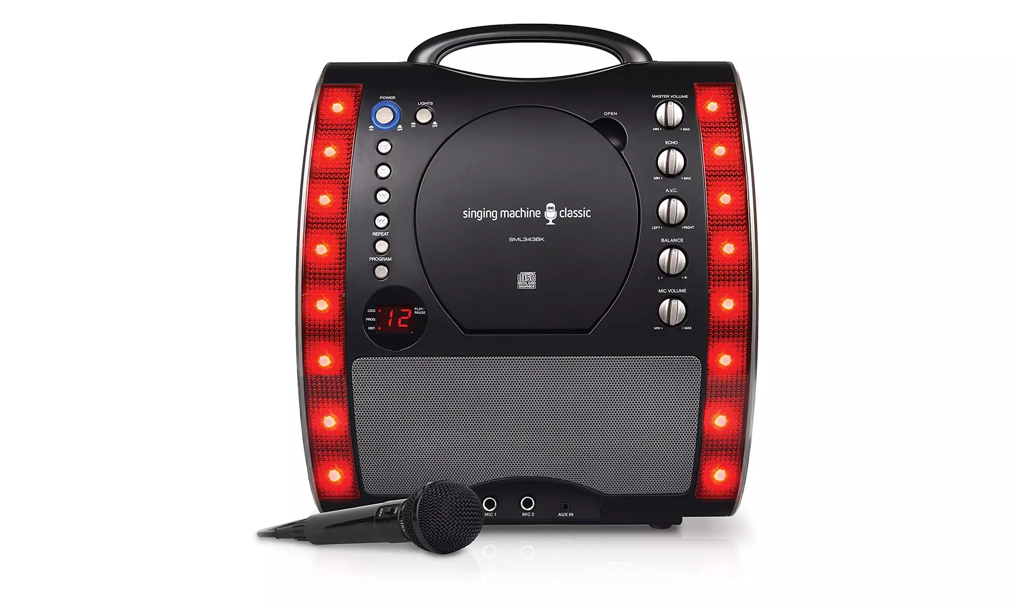 Singing Machine SML343 Portable CDG Karaoke System w/ LED Lights&Microphone Refb - Second Medium