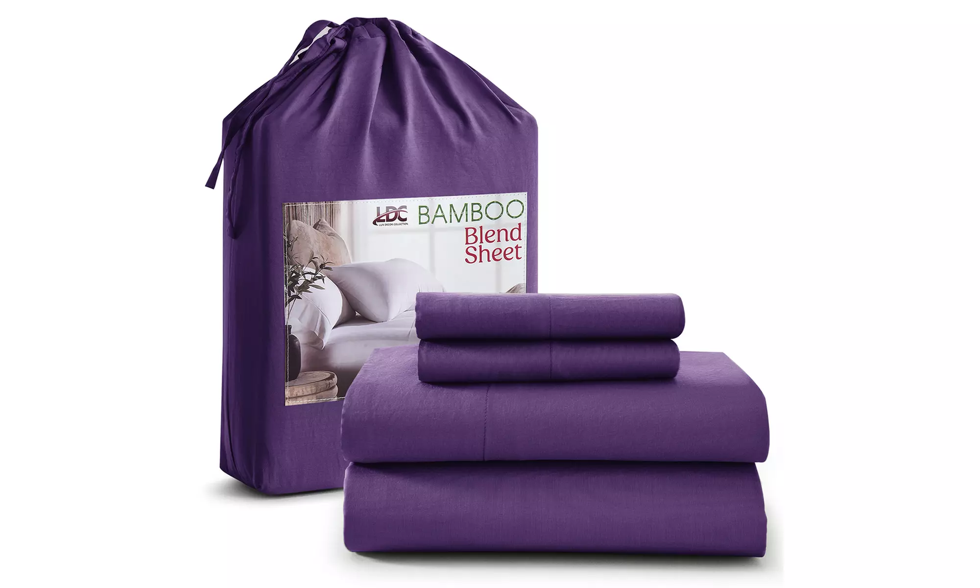 Lux Decor Luxurious Bamboo 4PC Bed Sheet Set Deep Pocket Super Soft Cool Bedding