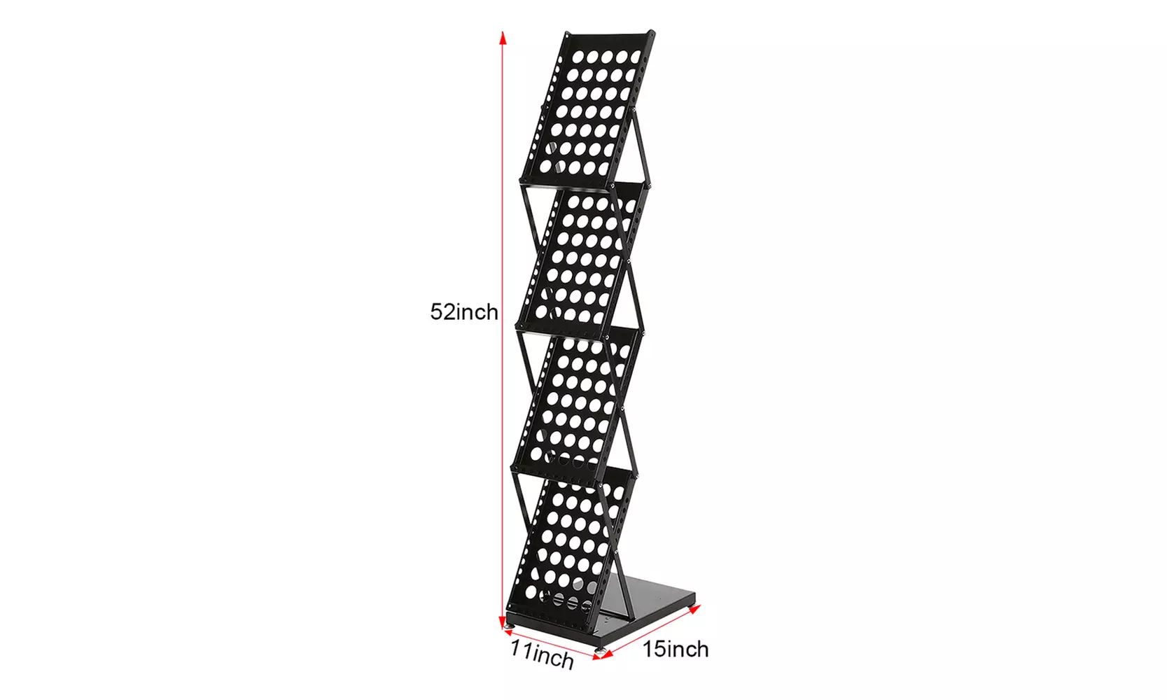 Standing Metal Magazine Rack 4-Tier Folding Storage Rack Display Shelf Black - Second Medium