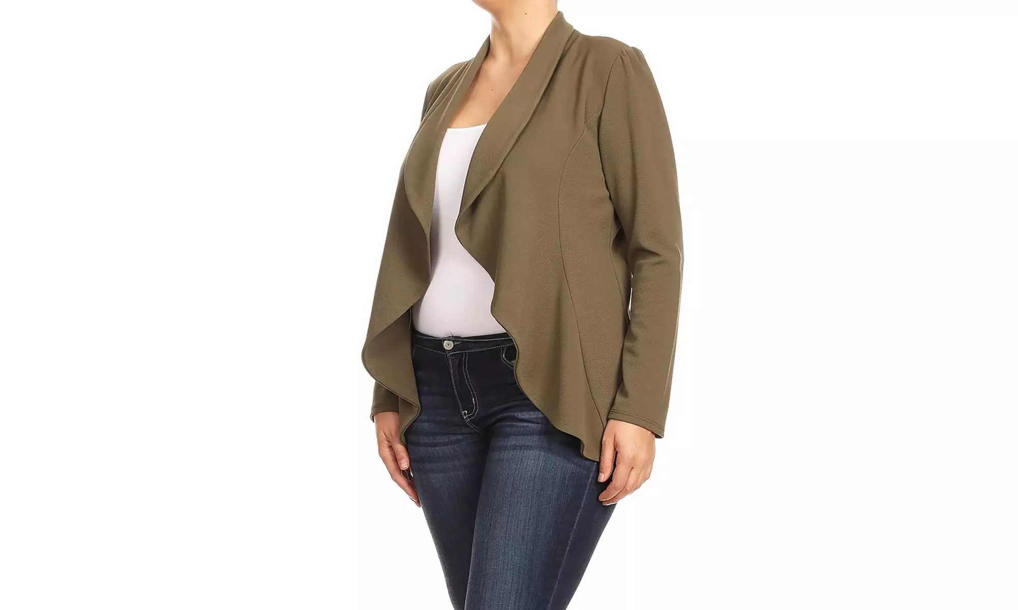 Women's Solid Plus Size Long Sleeves Blazer Jacket