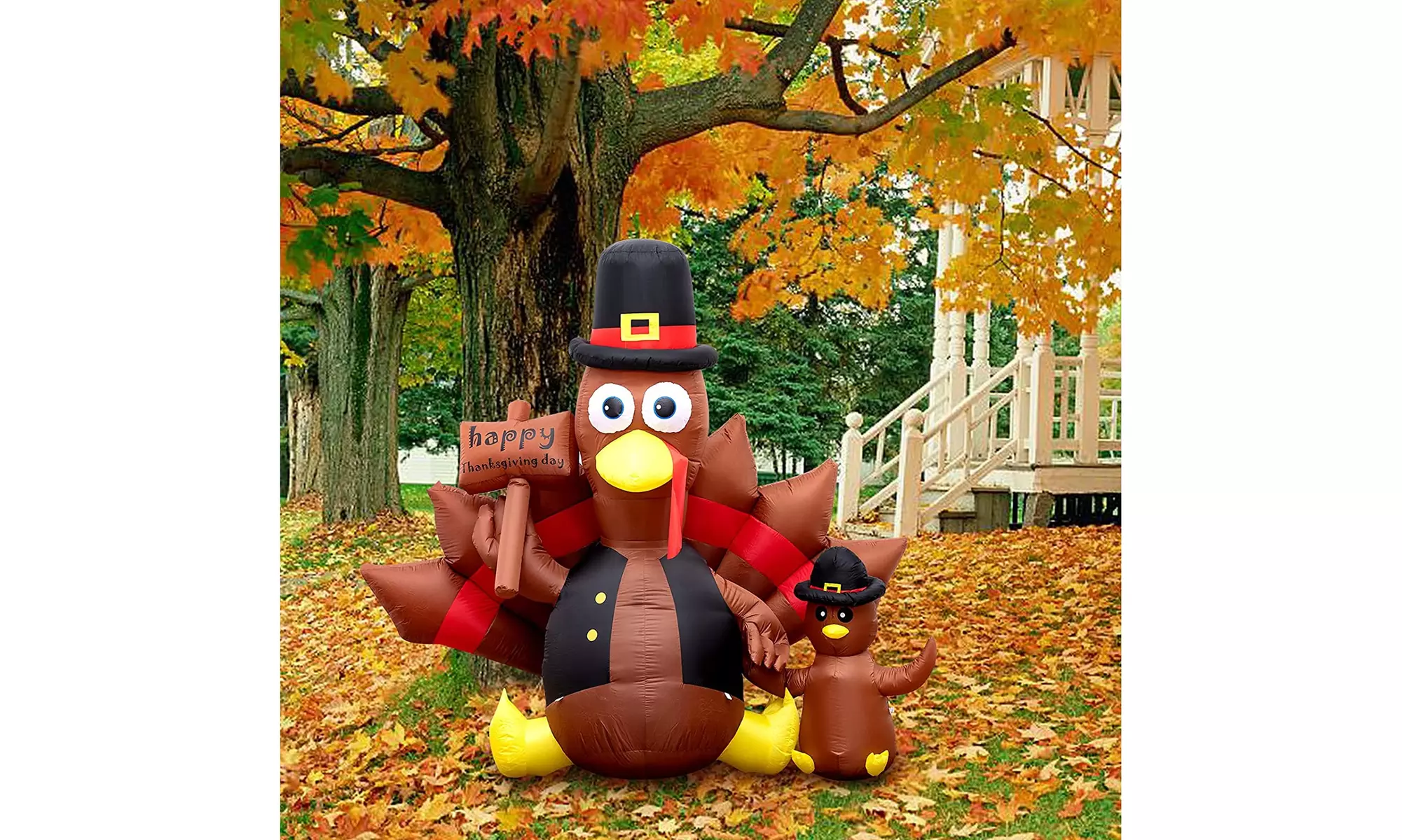 6ft Inflatable Turkey Thanksgiving Decoration w/ Built-in LED Lights - Primary Image