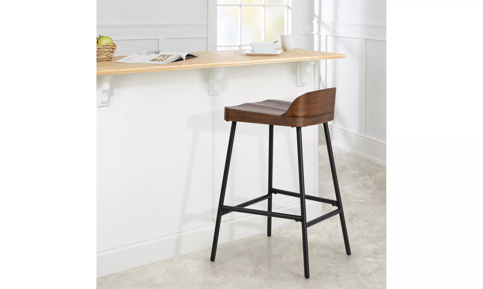 Costway Industrial 24.5'' Bar Stool Counter Height Saddle Seat Kitchen Stool - Primary Image