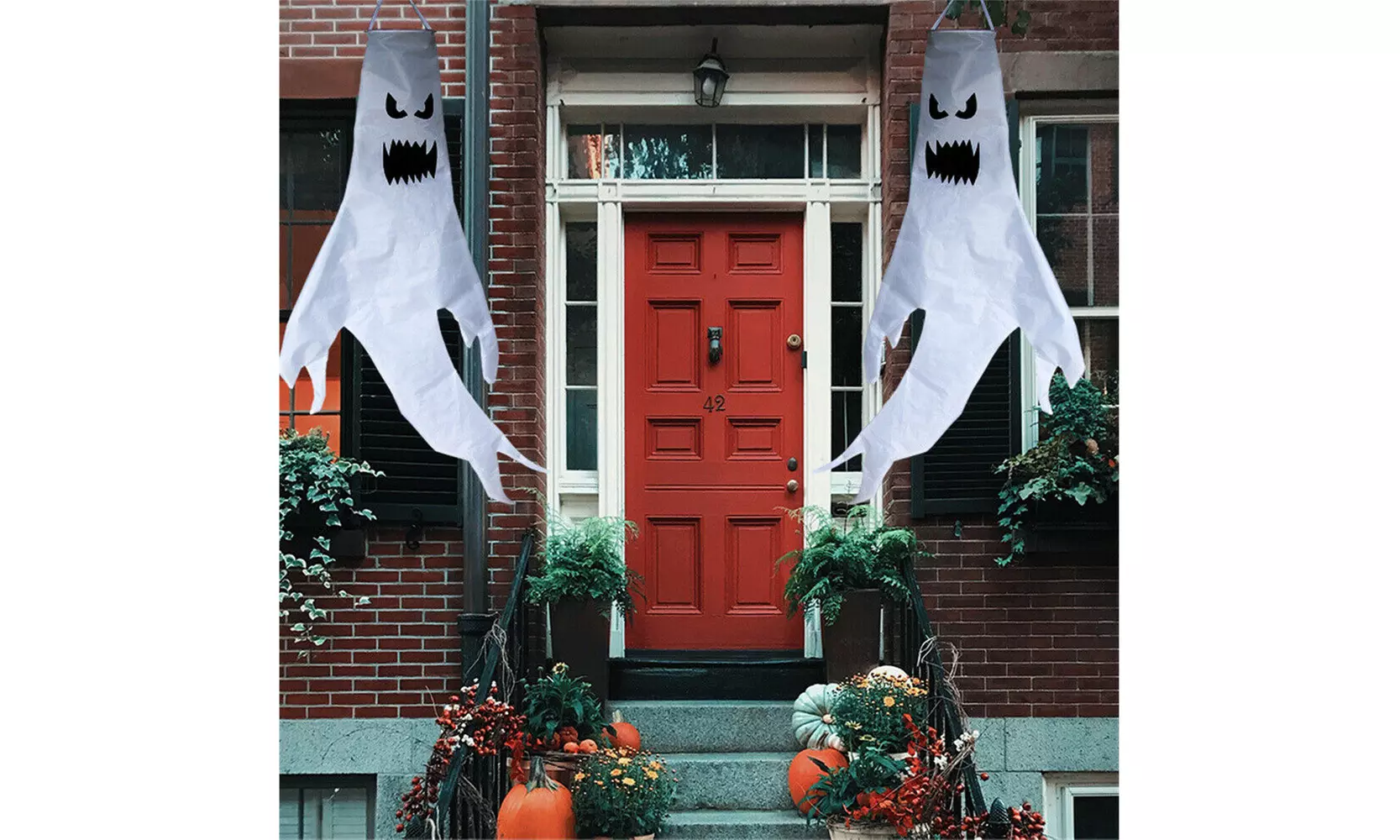 Halloween Hanging Ghost Windsock Outdoor Holiday Party Decoration w/ Led Lights