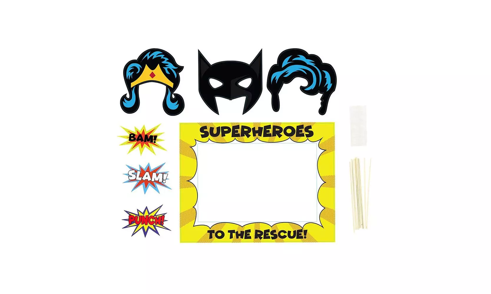 9-Pack Superhero Themed Photo Booth Props Selfie Props for Comic Themed Party - Primary Image