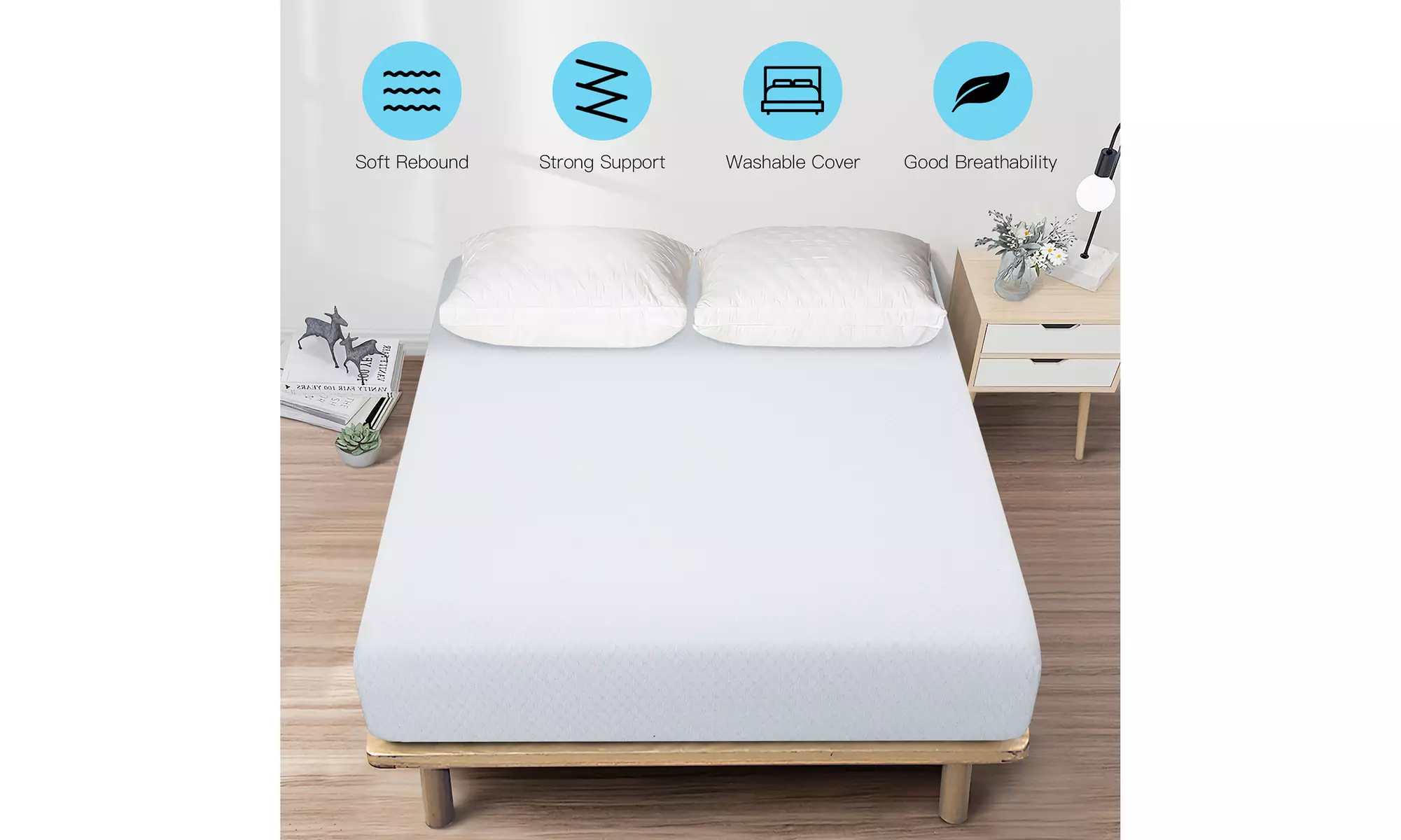 Costway 4 Sizes Jacquard 10'' Foam Mattress Medium Firm Bed-in-a-Box