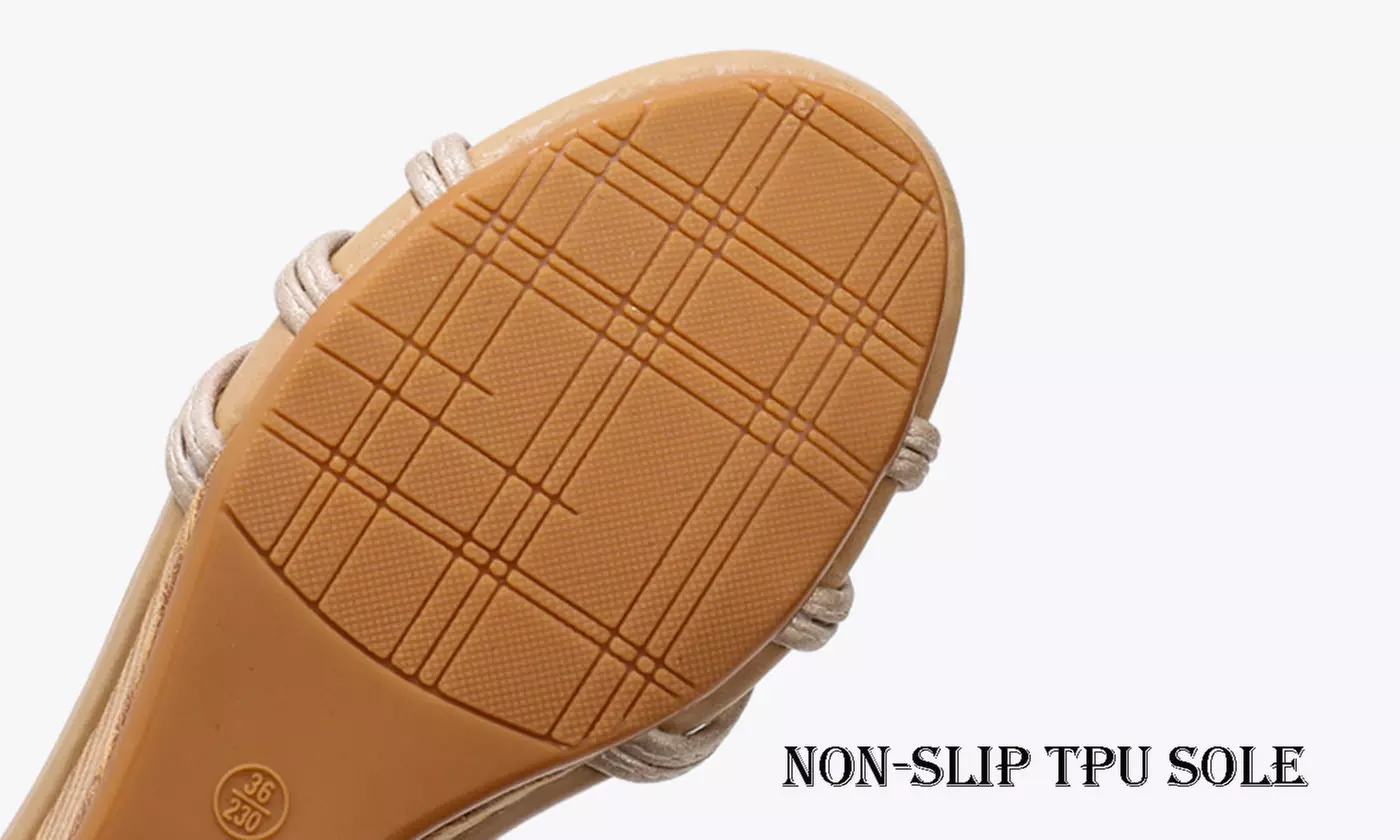 Women's Open Toe T-strap Low Wedge Sandals