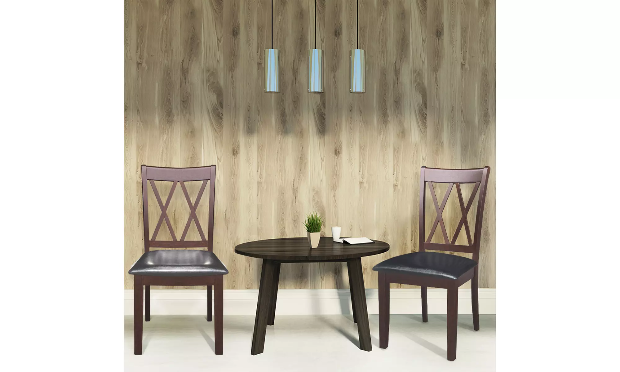 Set of 2 Dining Side Chairs Fabric Upholstered Seat Armless High Back Furniture