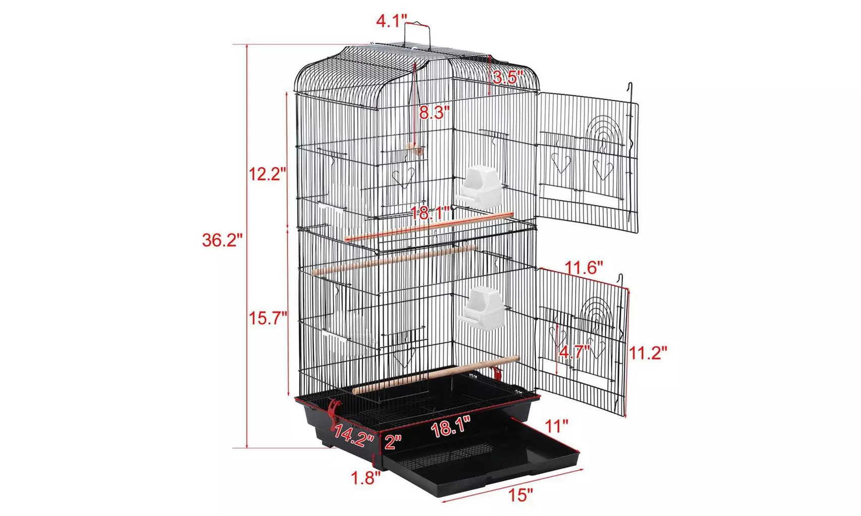 Rourlinge Portable Hanging Bird Cage - Second Medium
