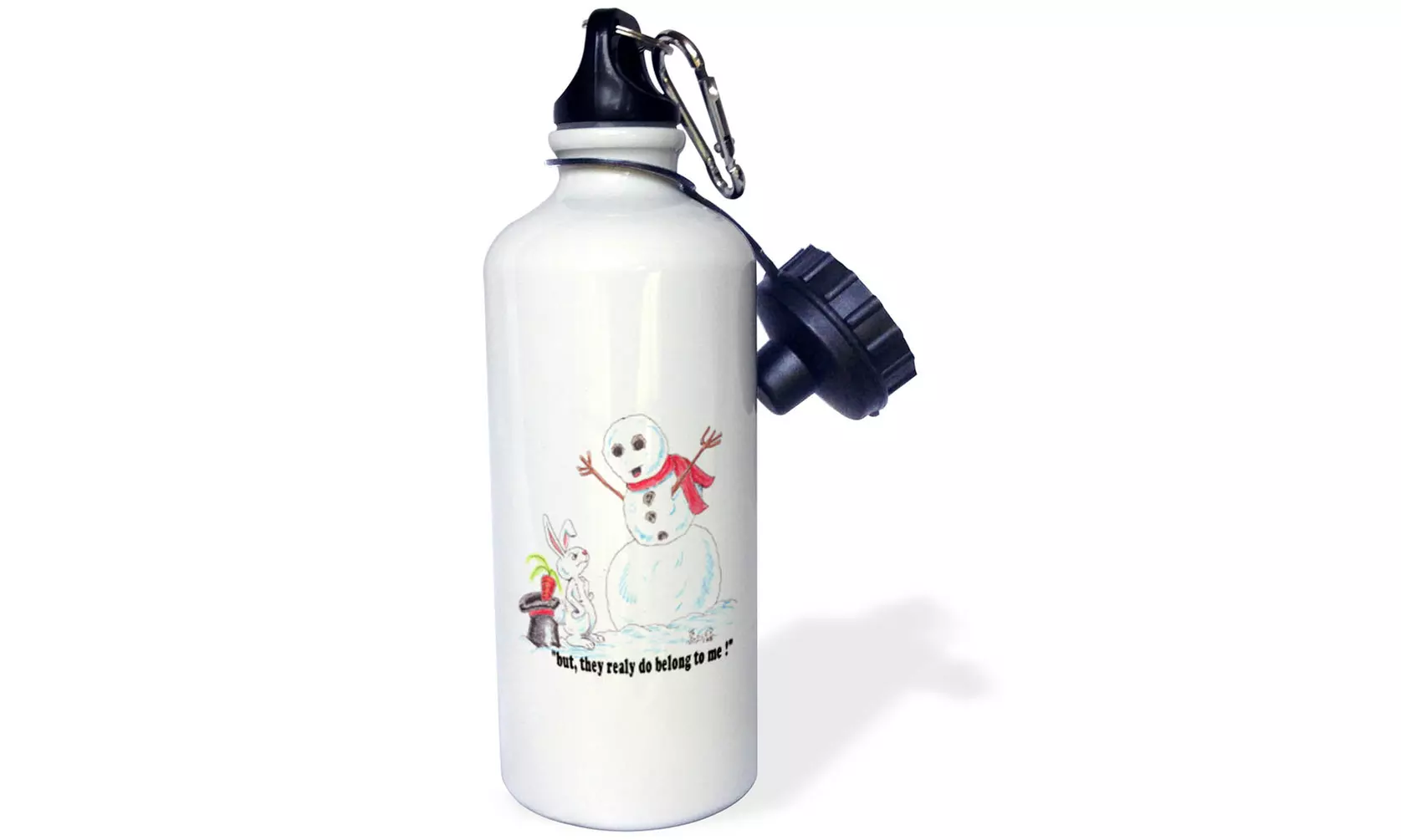  Water Bottle Kevin Edler Cartoon with a Snowman and Rabbit  - Primary Image