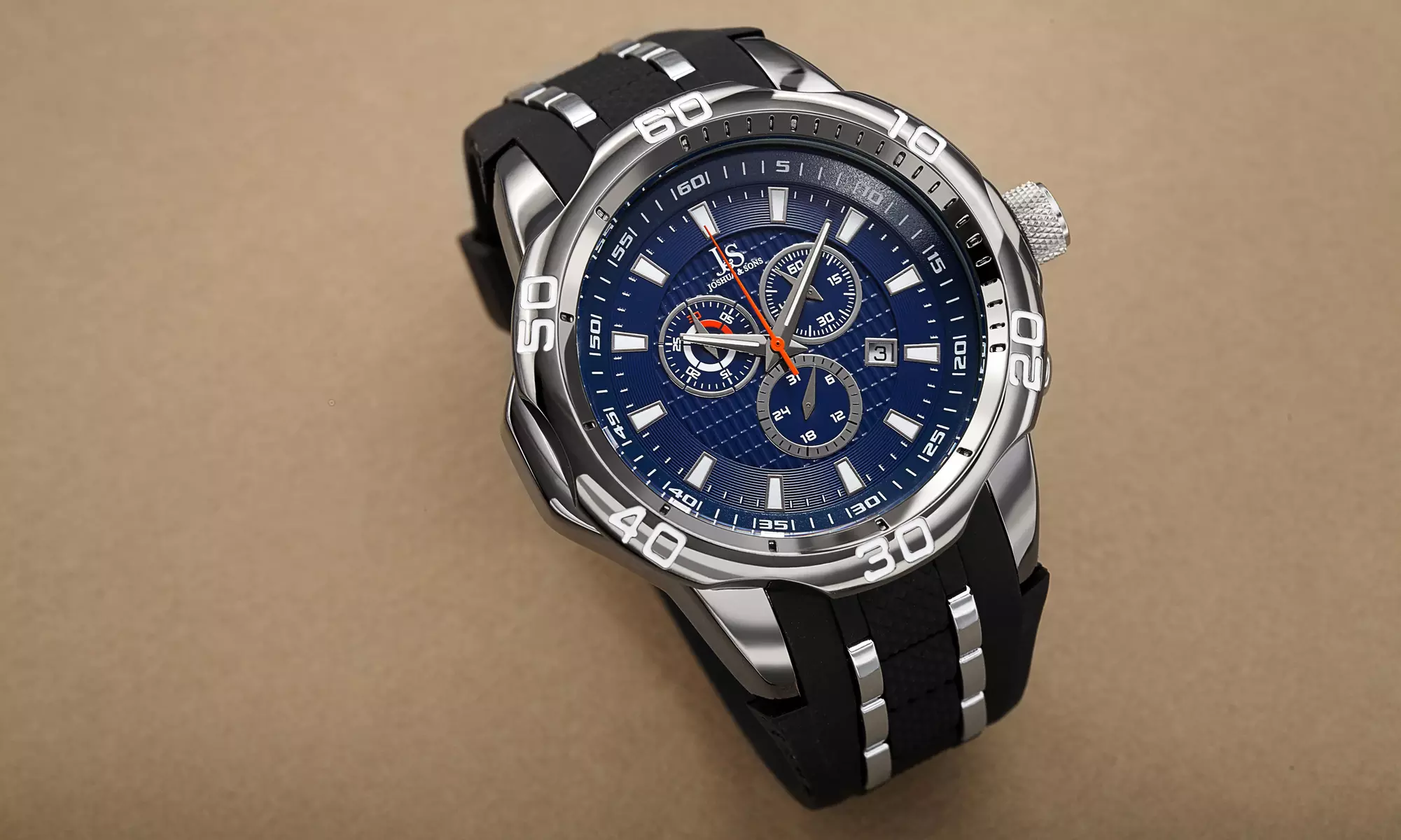 Men's Joshua & Sons JS50 Quartz Sporty Chronograph Date Silicone Strap Watch - Primary Image