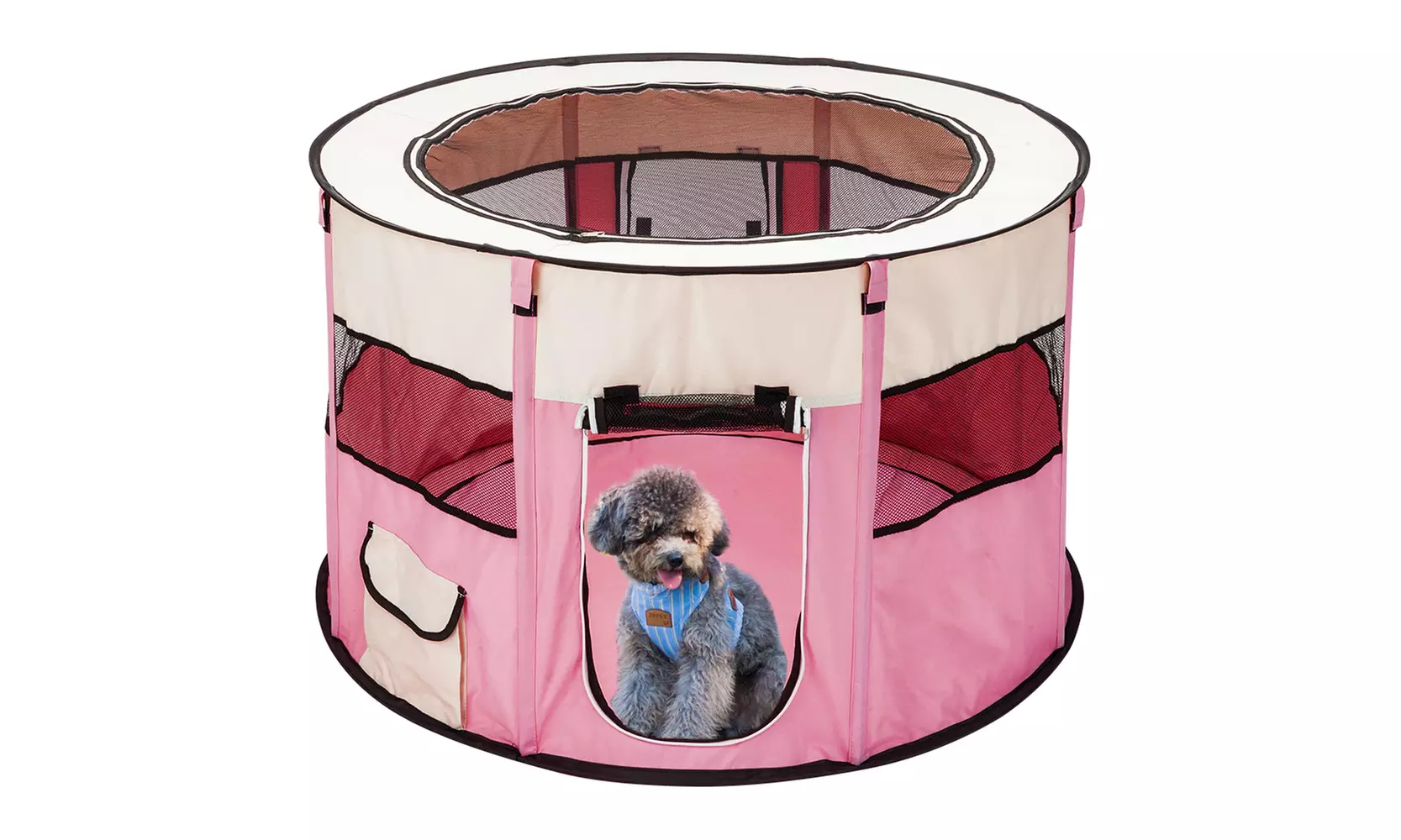 45" Circular Portable Foldable Kennel Oxford Cloth & Mesh Pet Playpen Fence  - Primary Image