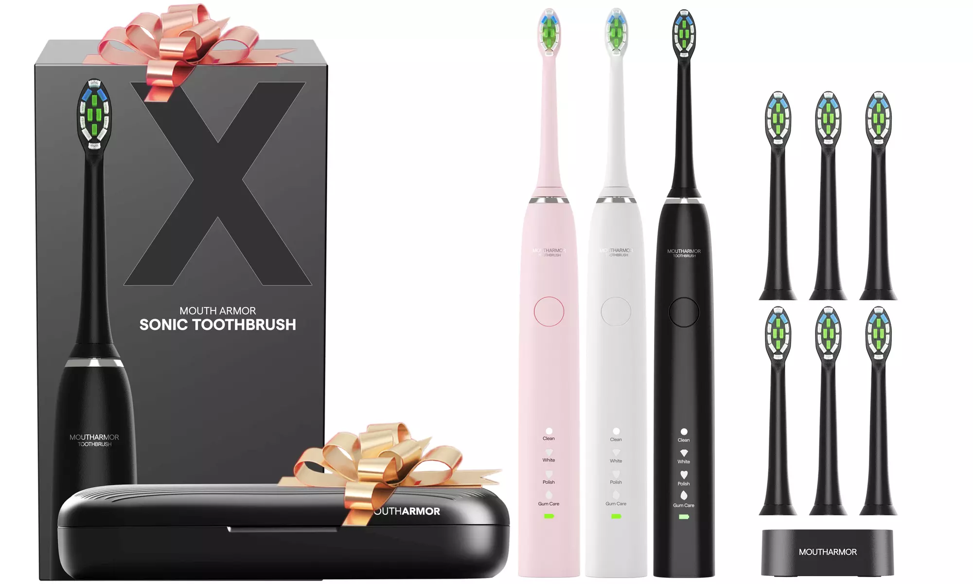 Mouth Armor Ultrasonic Toothbrush with Travel Case and 6 Brush Heads - Second Medium