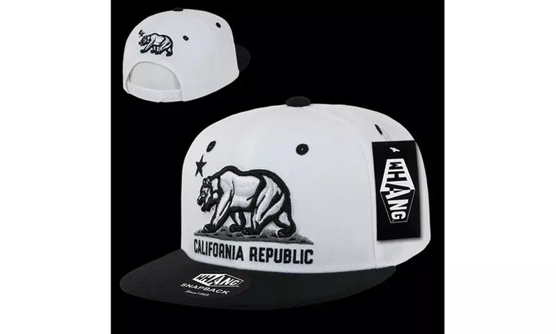 Decky W1-CR-WHTBLK California Republic Snapback Cap White & Black - Second Medium