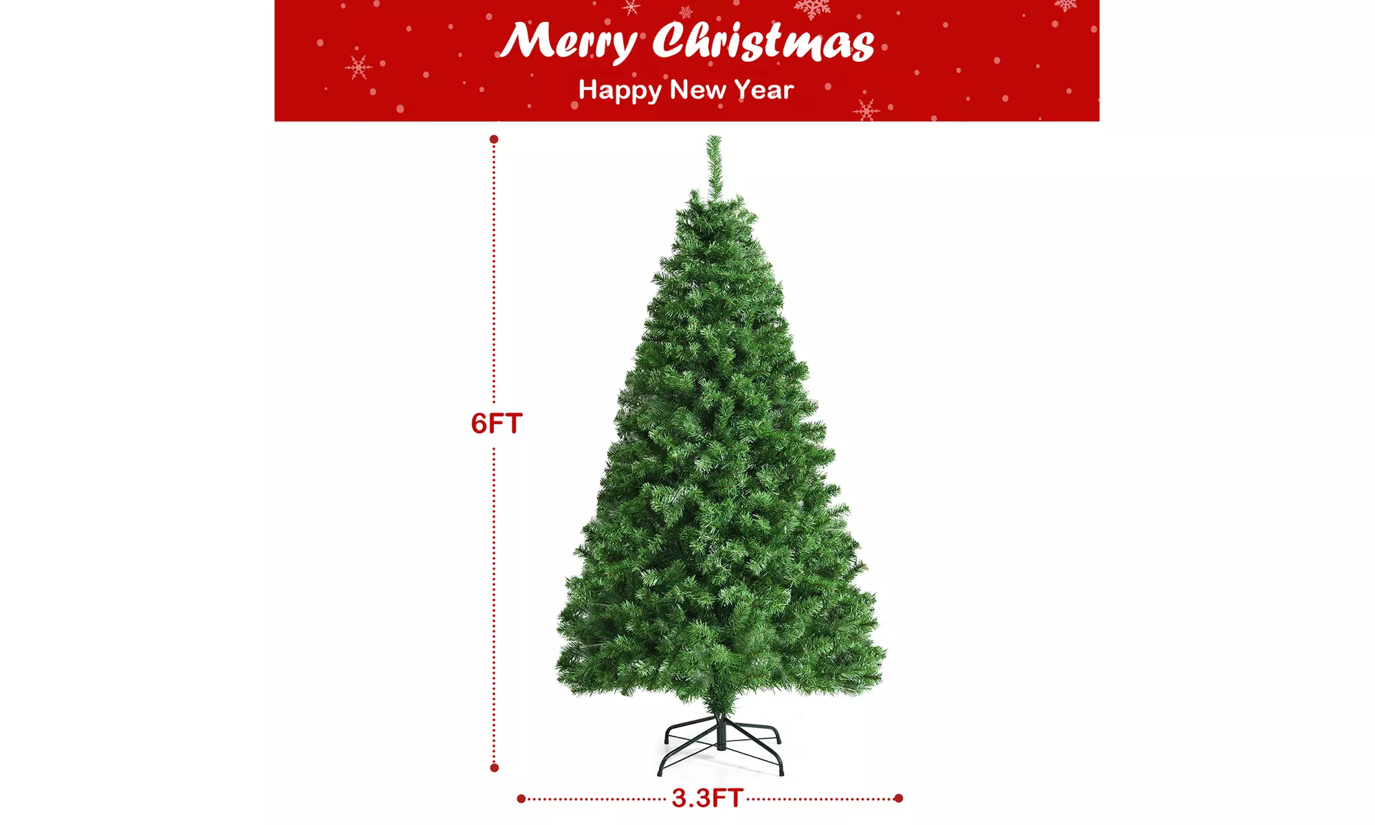 Costway 6ft Pre-lit Fiber Optic PVC Artificial Christmas Tree w/ 617 Branch Tips