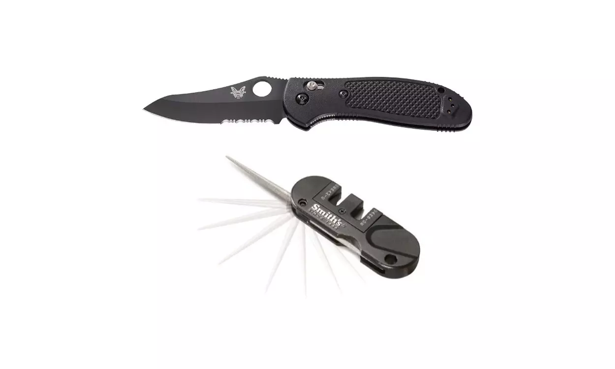Benchmade Griptilian 550 Knife with CPM-S30V Steel with Manual Knife Sharpener - Primary Image