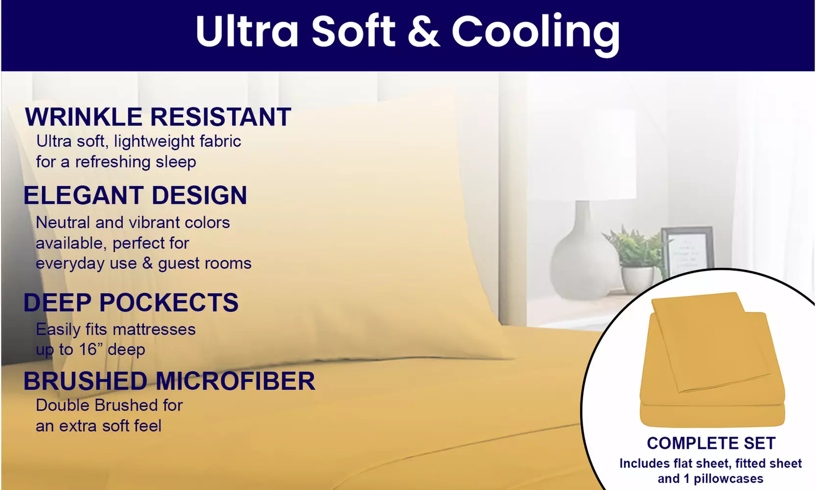 1800 TC Twin Sheet Set - 3PC Double Brushed Bamboo Blend