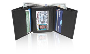 AFONiE RFID-Blocking Soft Genuine Leather Tri-fold Wallet For Men