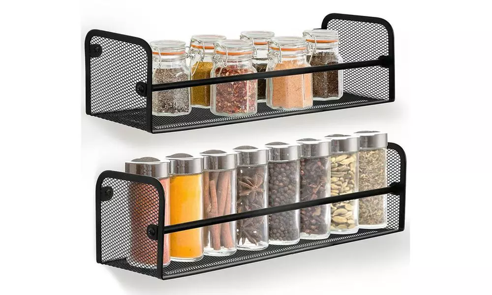 Greenco Wall Mount Single-Tier Mesh Spice Racks (2-Piece) - Primary Image