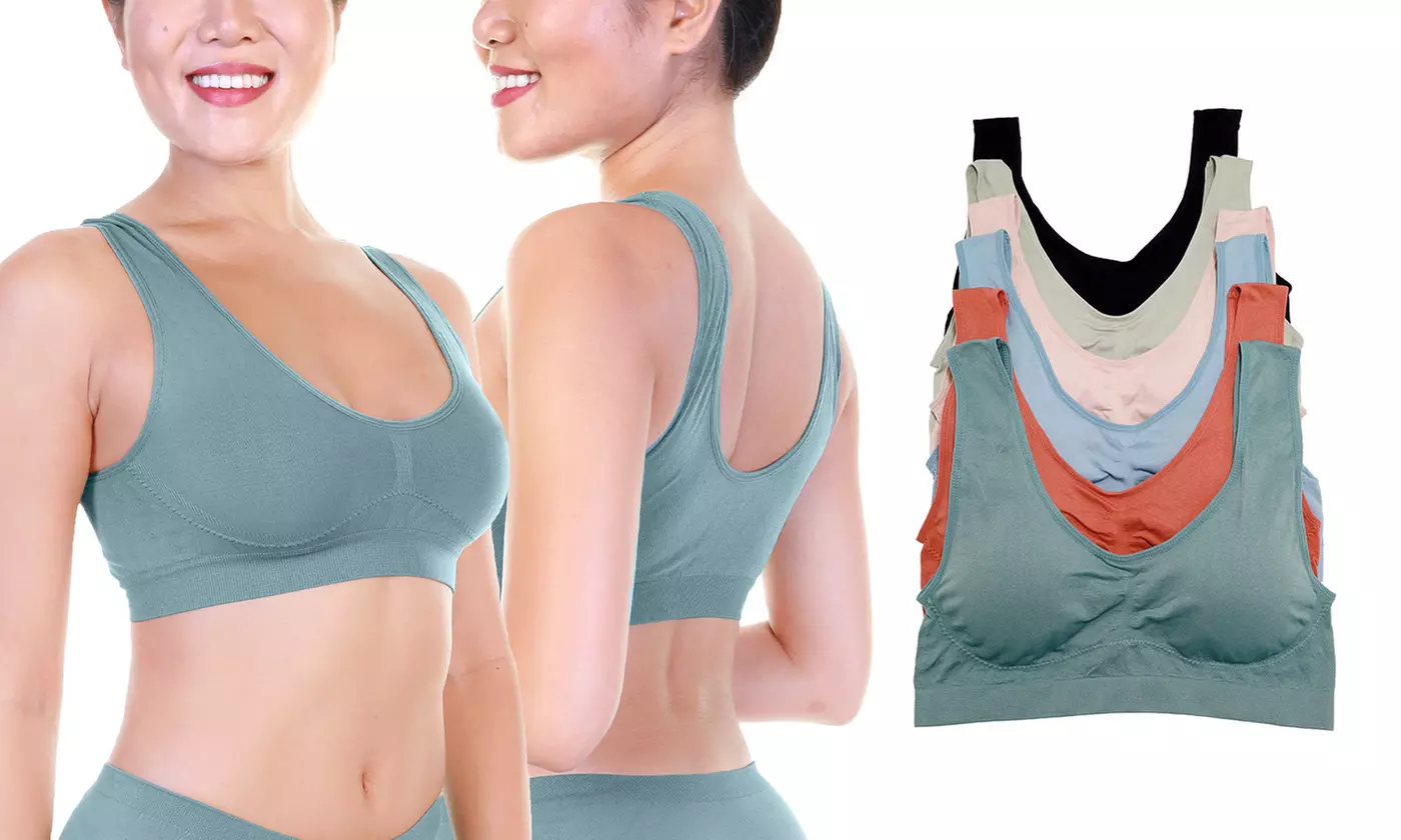 6-Pack Angelina Wire-Free Seamless Classic U-Back Bralettes  - Second Medium