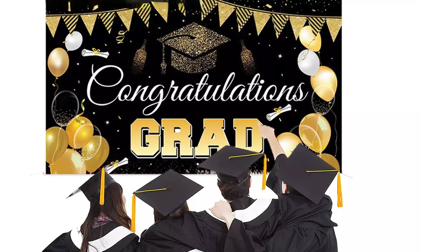 Graduation Decorations 2022 Large Size Congrats Grad Banner Backdrop - Second Medium