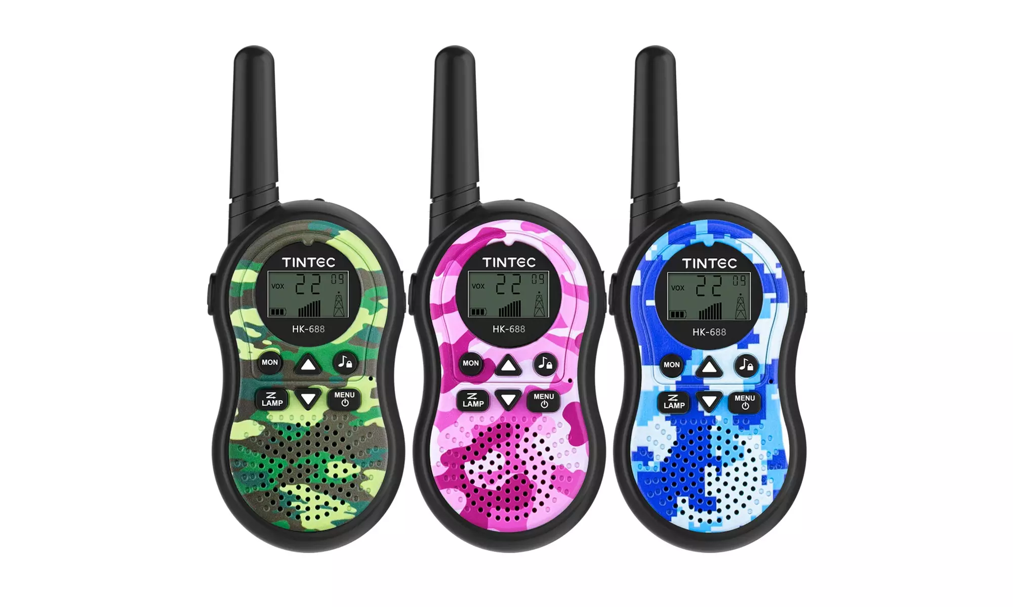 Walkie Talkies 3 Pack, Camo Exterior Vox Box Voice Activated - Primary Image