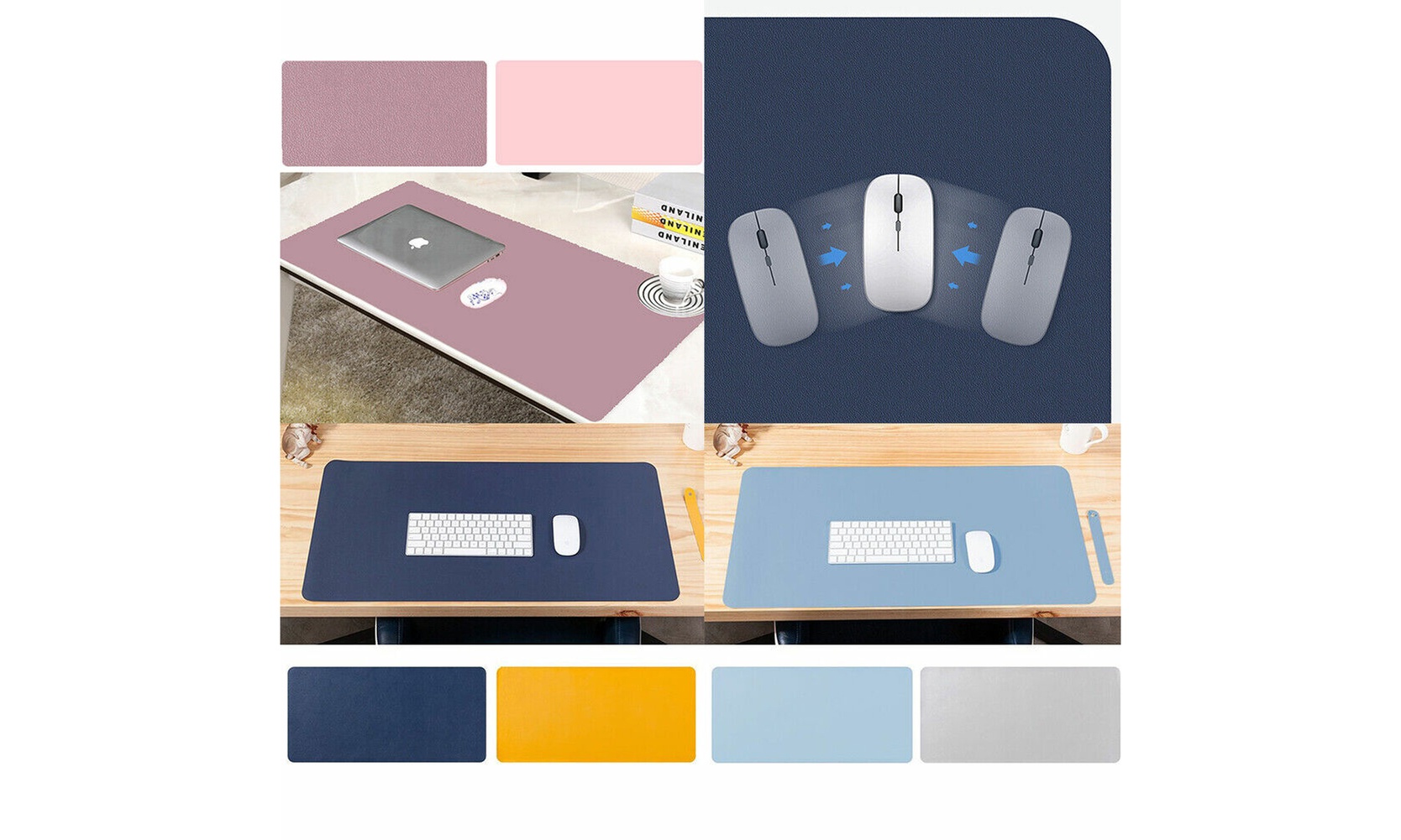 US PU Leather Dual Sided Desk Pad Non-Slip Mouse Pad Office Home Mat 23.6x11.8''