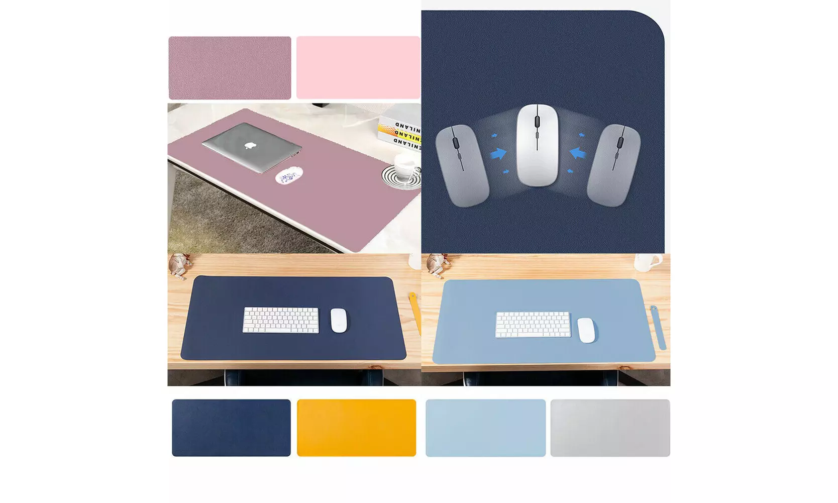 US PU Leather Dual Sided Desk Pad Non-Slip Mouse Pad Office Home Mat 23.6x11.8''