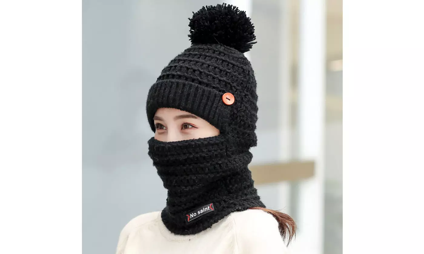 Womens Winter Hat Warm Thick Cap Scarf Knit Ski Beanies