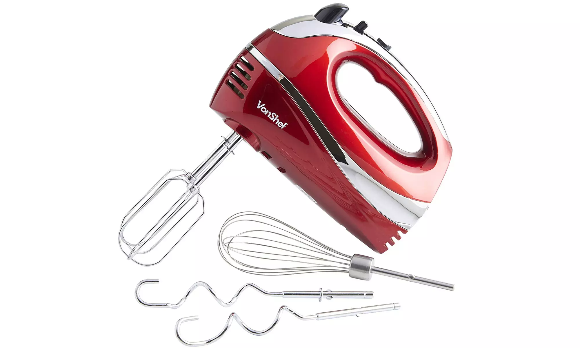 VonShef Electric Hand Mixer Whisk With Stainless Steel Attachments, 5-Speed - Primary Image