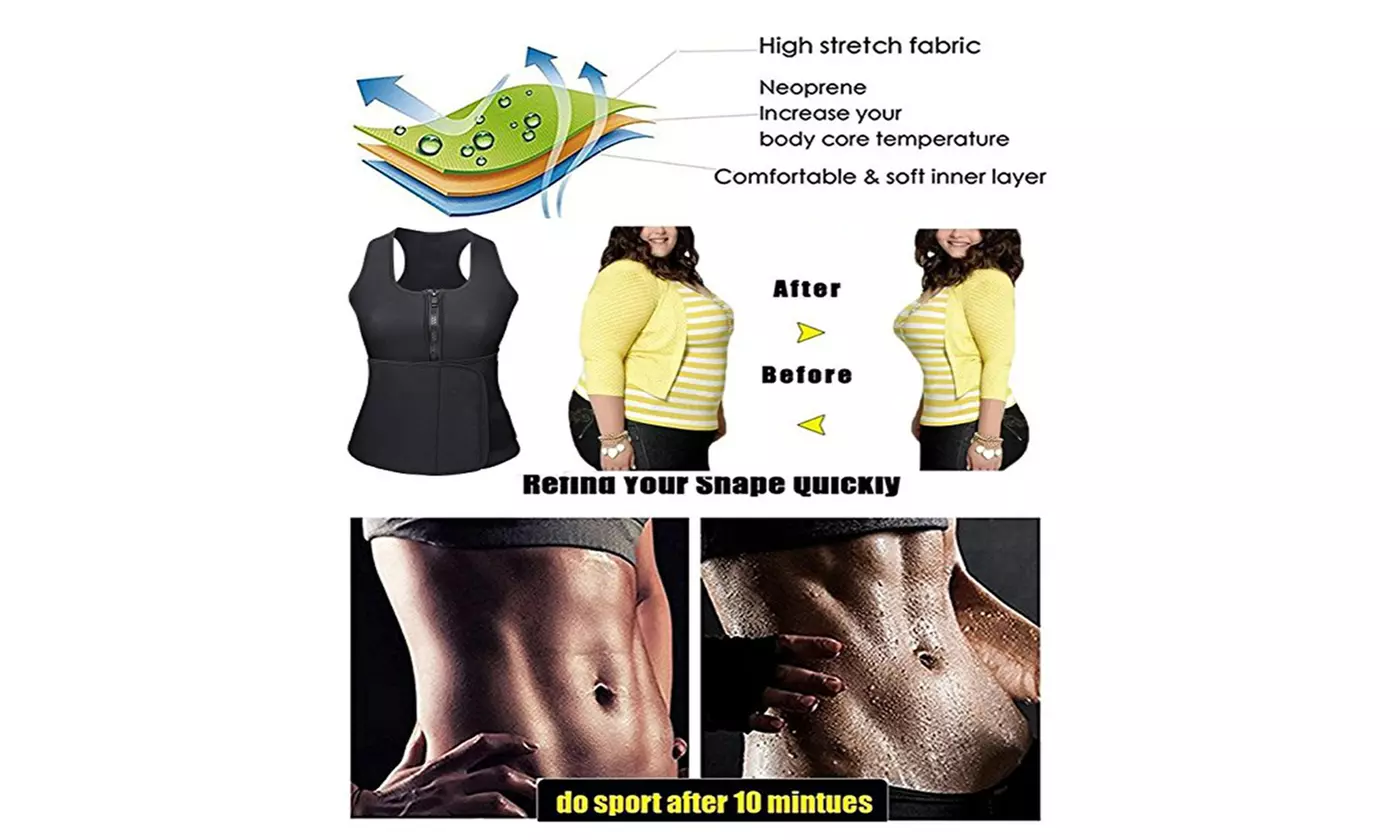 Women Sweat Suit Waist Trainer Vest Body Shaper Slimming Adjustablet Belt 