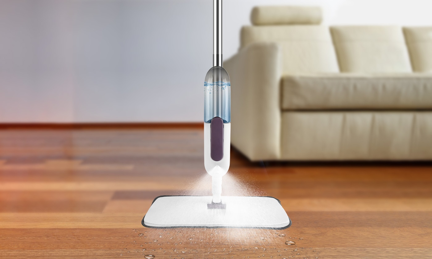  NewHome Spray Mop with 12oz Refillable Bottle and Three Washable Pads 