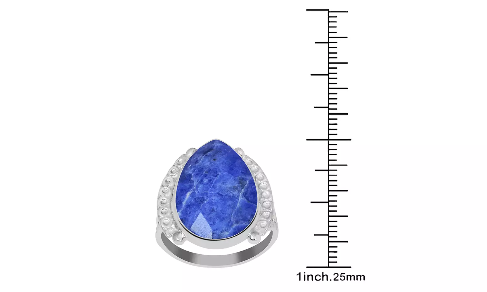 Orchid Jewelry Rhodium Plated 925 Silver 7 1/7 Carat Sodalite Ring - Second Medium
