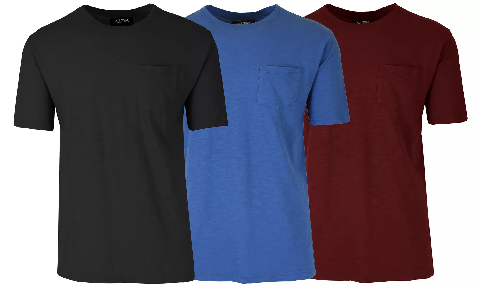 Men's 3-Pack Short Sleeve Cotton Crew Neck Tee with Chest Pocket  (XS-XL)