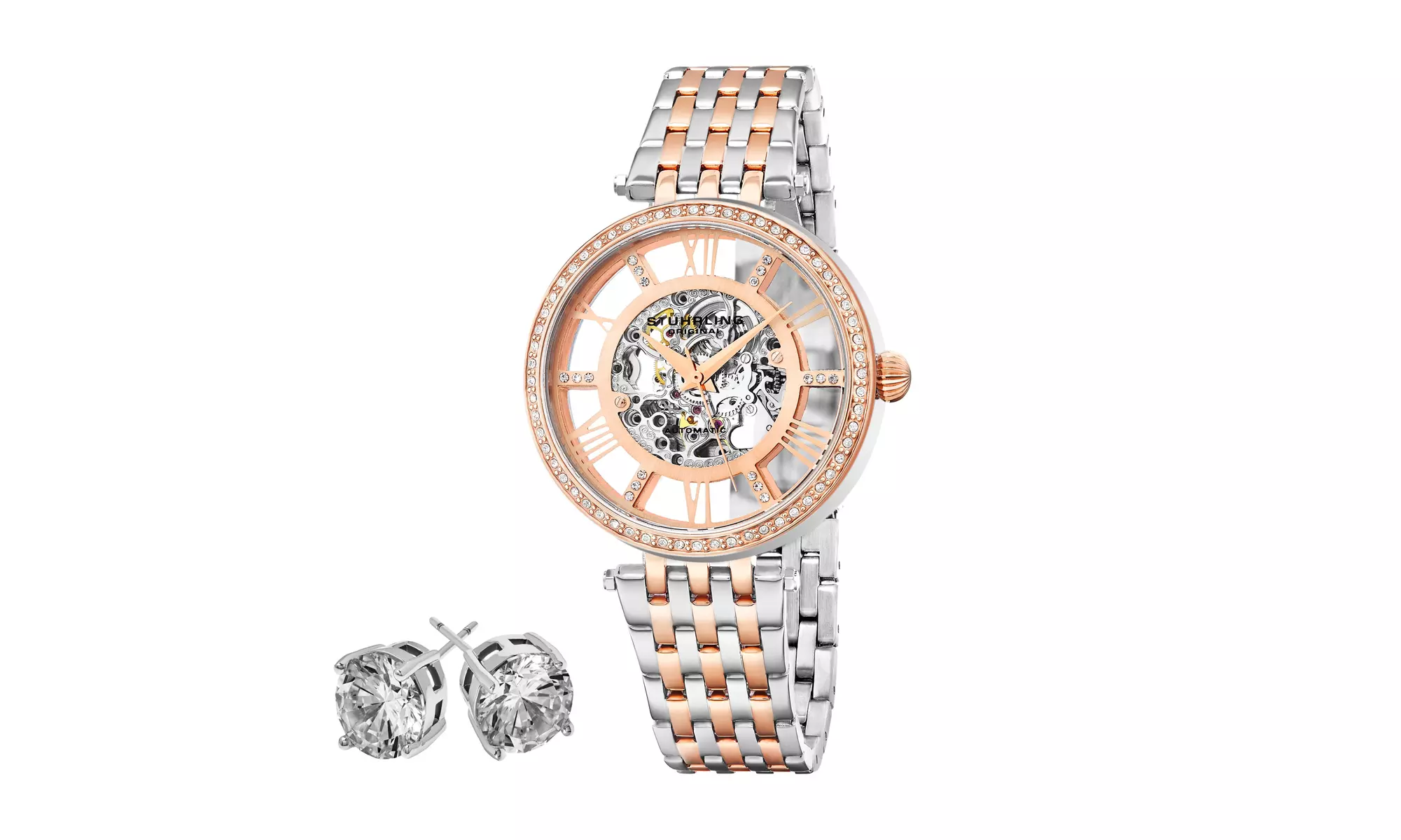 Stuhrling Women's Automatic Skeletonized Bracelet Watch with Free GWP - Second Medium