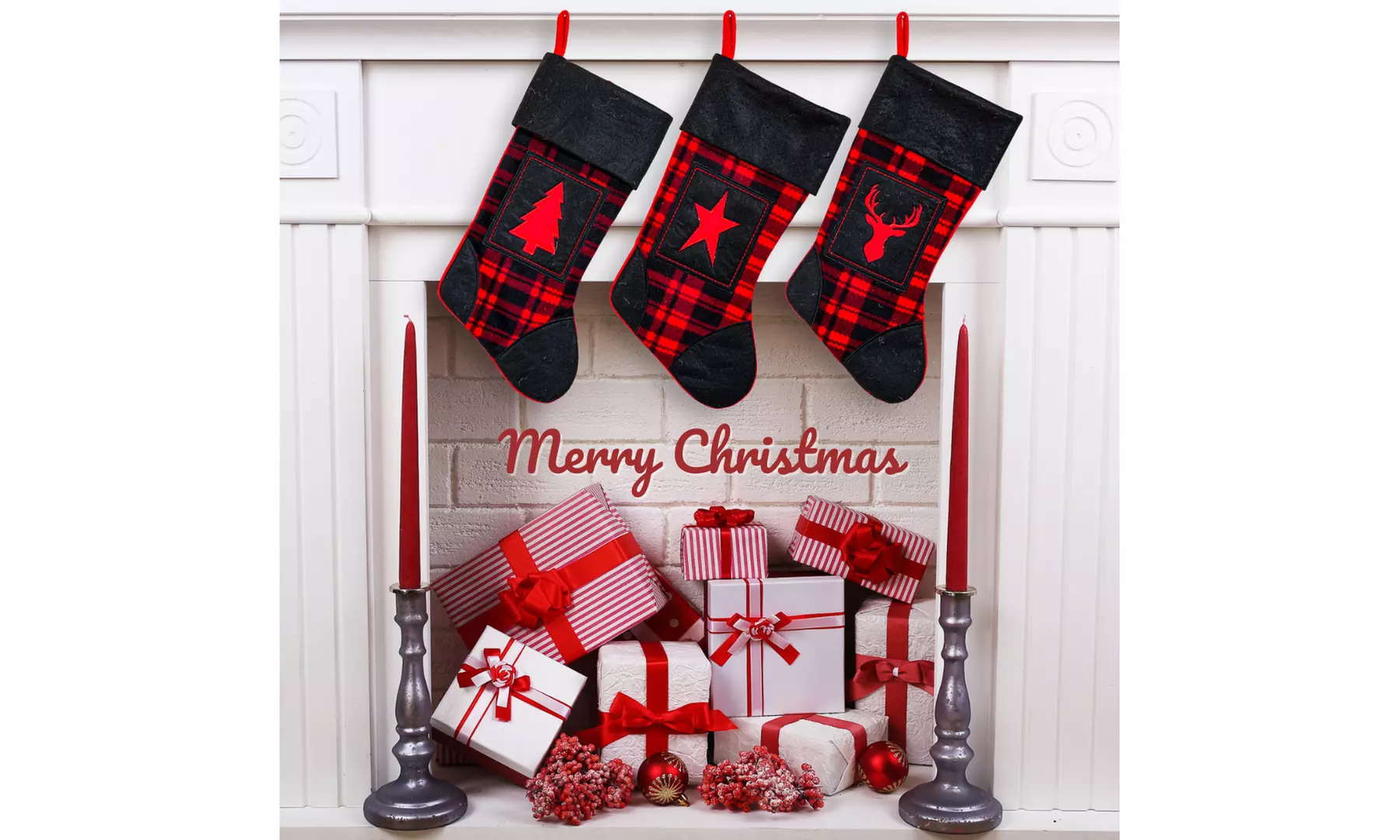 Jolly Christmas Stockings 2-Pack or 3-Pack Festive Holiday Décor
