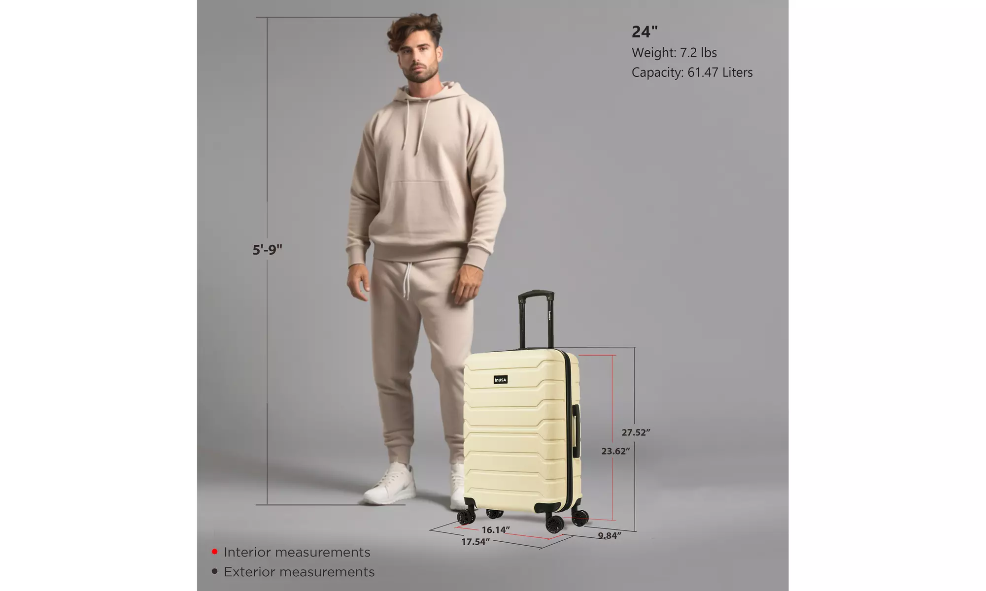 InUSA Trend lightweight hardside spinner luggage 20'', 24", 28" 