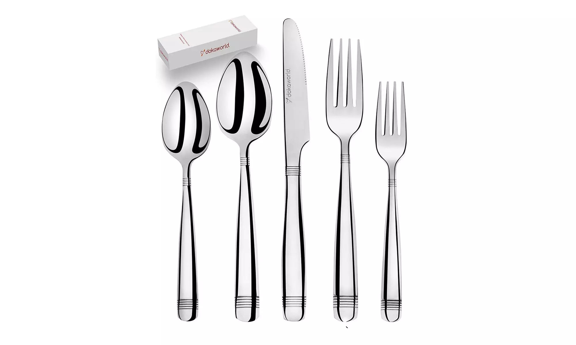 Silverware Set 18/10 Stainless Steel - Elegant Flatware Set of 20 Pis - Primary Image