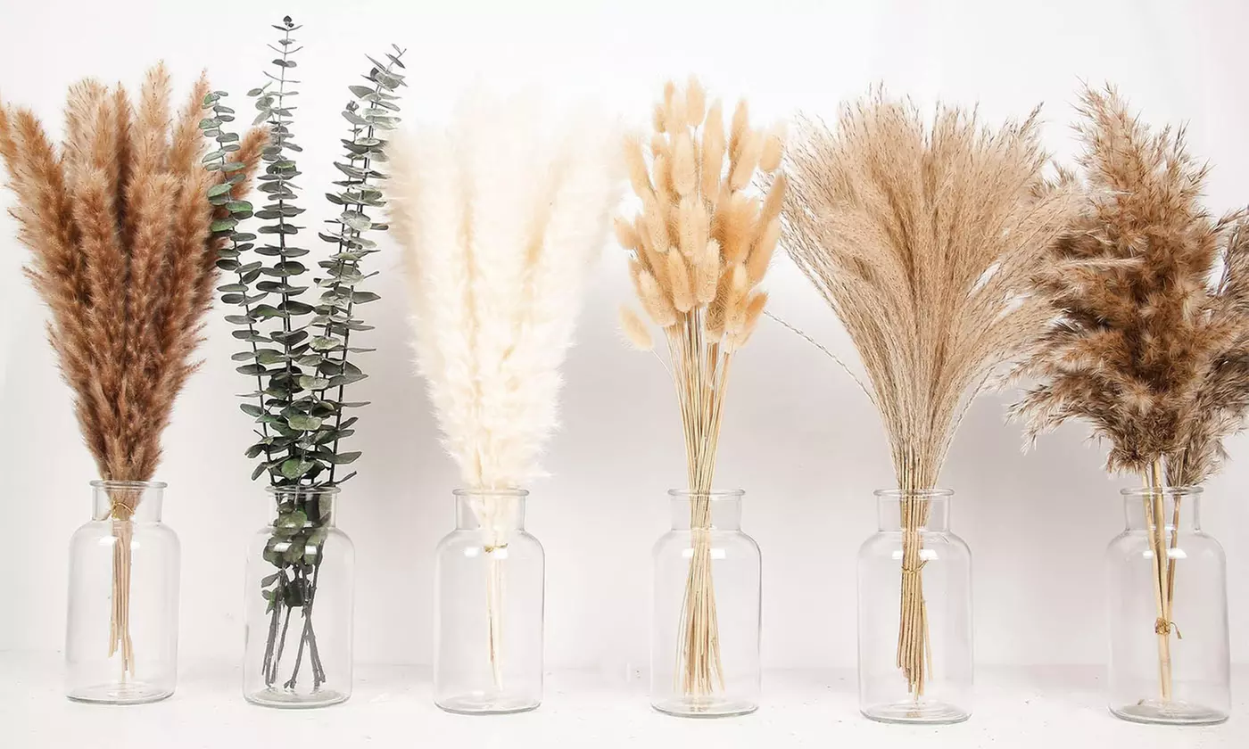 110 PCS Boho Naturally Dried Pampas Grass for Wedding, Party, Thanksgiving Décor