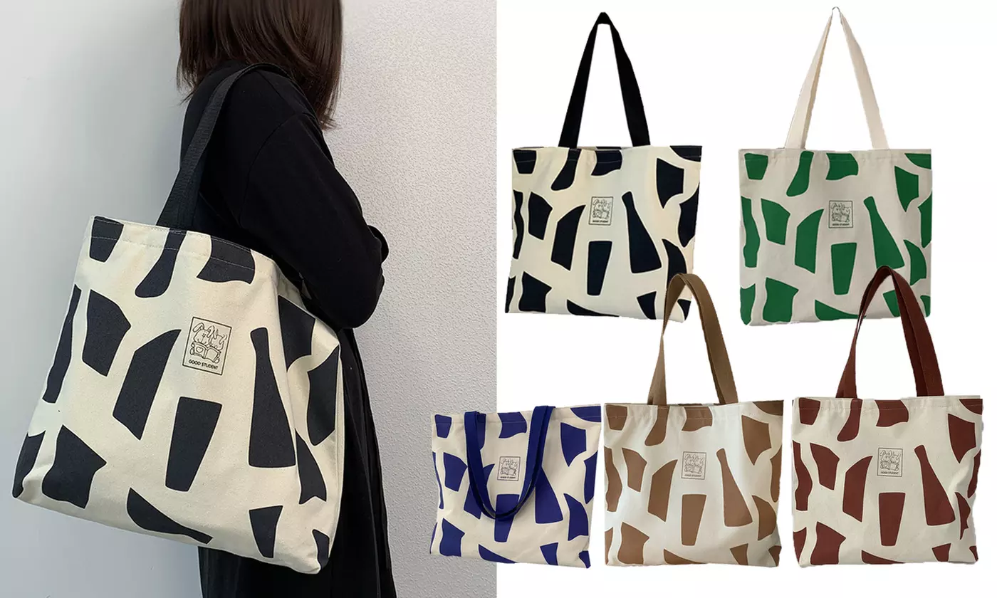 Women's Geometric Pattern Graphic Large Capacity Shoulder Tote Bag - Primary Image