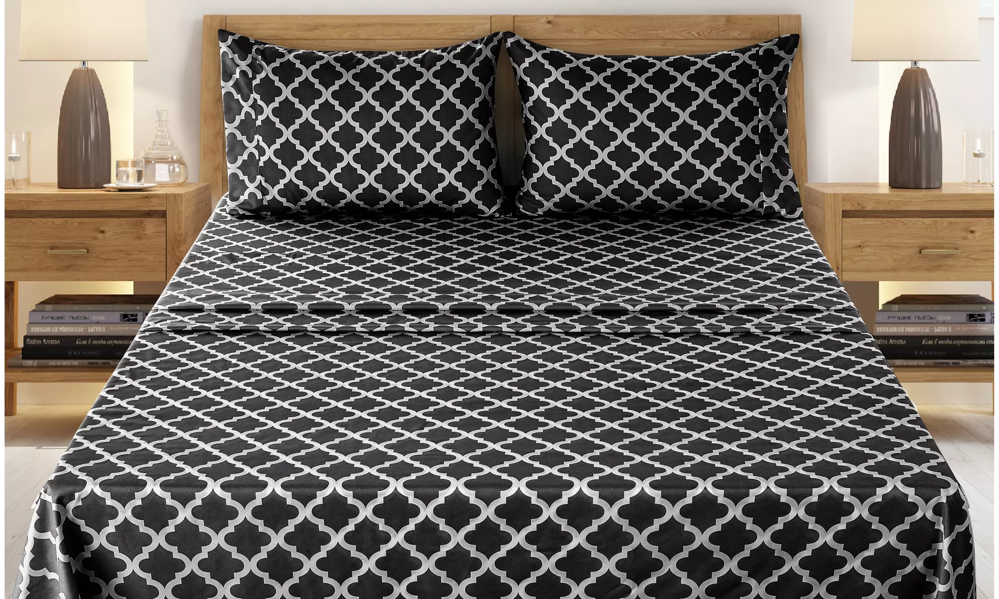 Quatrefoil 1800 Egyptian Quality Hypoallergenic Microfiber Sheet Set - Lux Decor