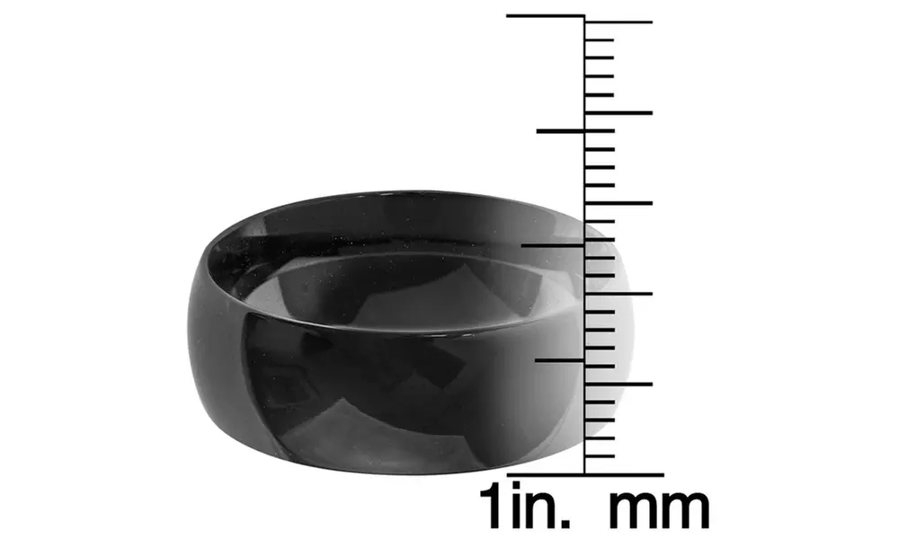 Stainless Steel Black Plated Men's Domed Wedding Band Ring (8mm)