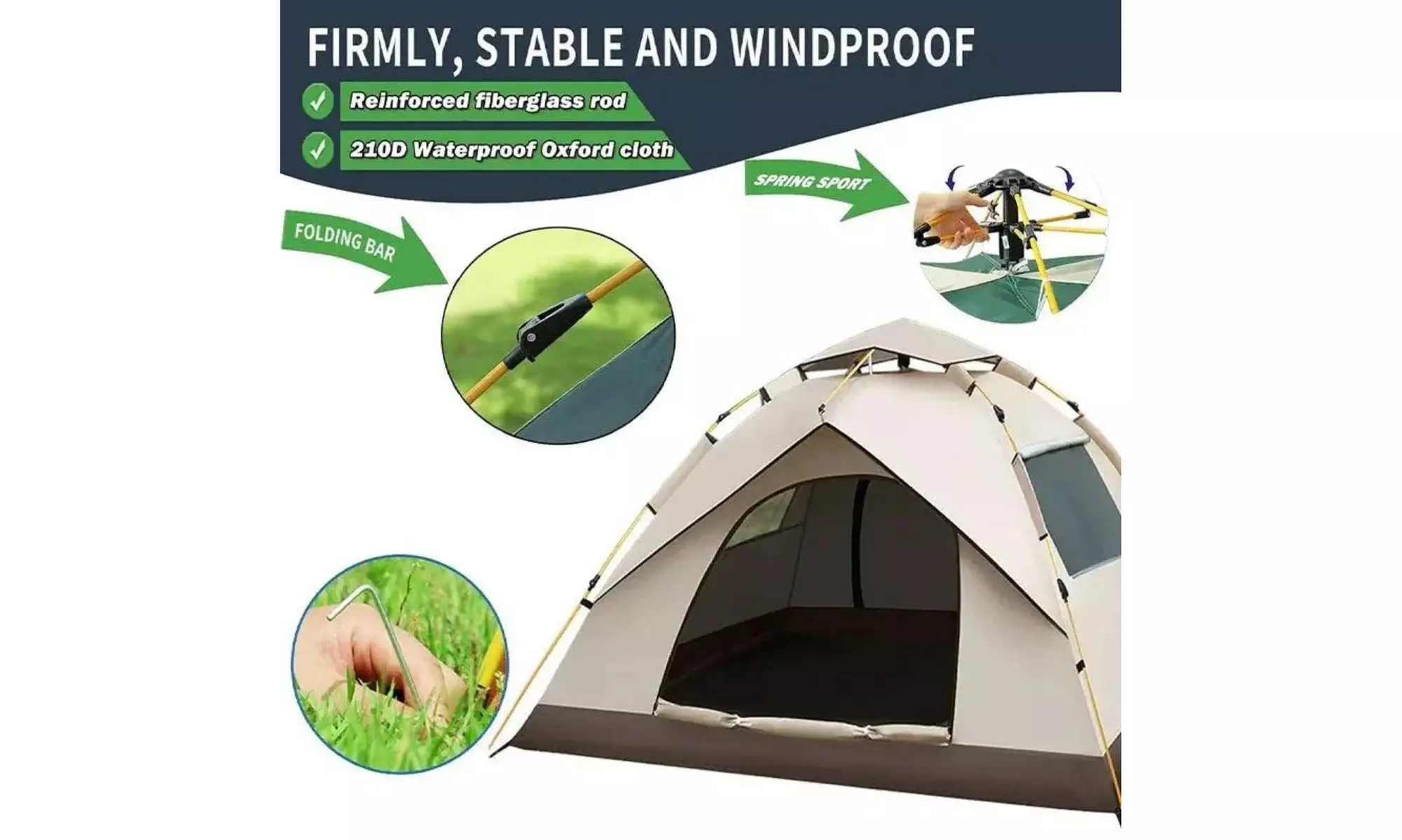 Pop Up Tent,Camping Tent for 2-4 Person Portable Waterproof 