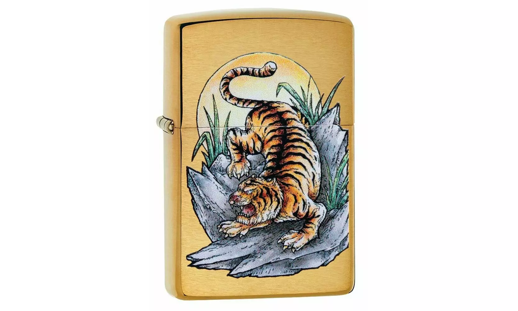 Zippo Tiger Tattoo Design, Brushed Brass Finish Genuine Windproof Lighter #49116 - Primary Image