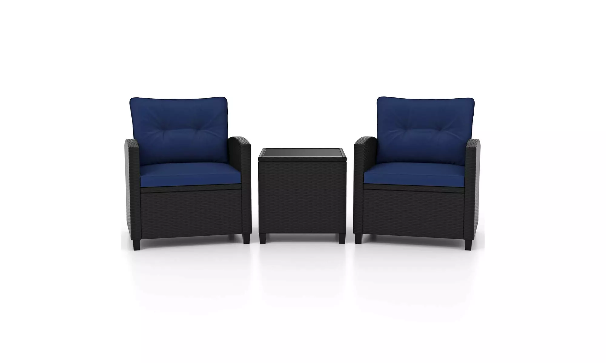  Three-Piece Costway Patio Furniture Set with Tempered Glass Coffee Table