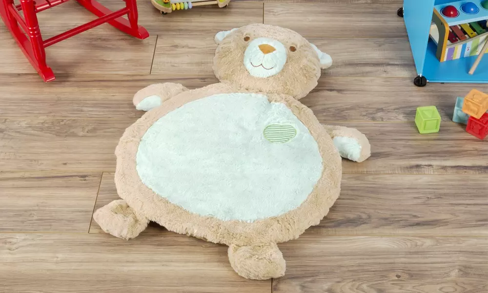 Bear Baby Play Mat- Soft Infant/Toddler Stuffed Animal Floor Cushion Friend - Primary Image