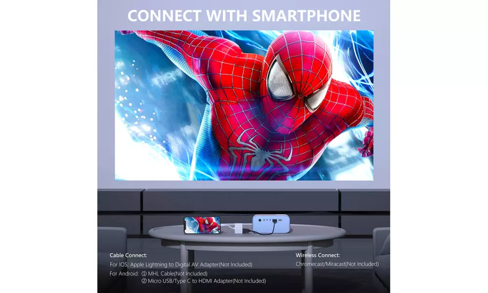 Native 1080P Full HD 9000L SOPYOU Movie Outdoor Projector 4K Supported