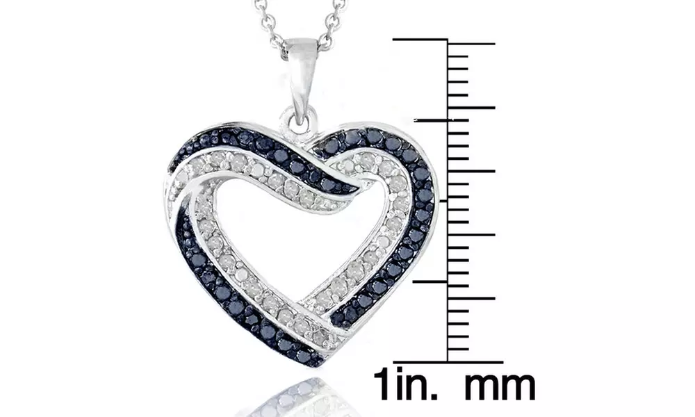 0.50ct TDW Blue & White Diamond Open Heart Necklace - Second Medium
